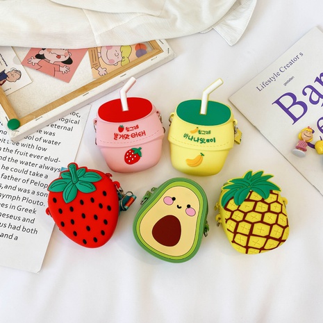Korean children's messenger silicone fruit milkshake bag wholesale's discount tags