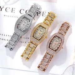 fashion diamond oval steel band waterproof wrist watch
