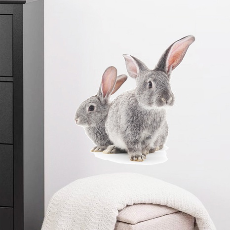 neue Cartoon-Stil niedlich zwei kleine graue Kaninchen Wandaufkleber's discount tags