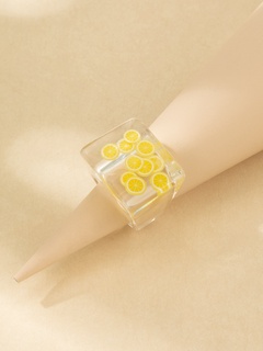 New Fashion Resin Lemon Inlaid Ring