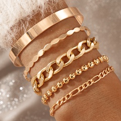 fashion new simple punk style alloy wide face thick chain bracelet