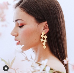 fashion new square golden geometric irregular earrings