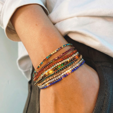 Simple multicolor rhinestone elastic bracelet's discount tags