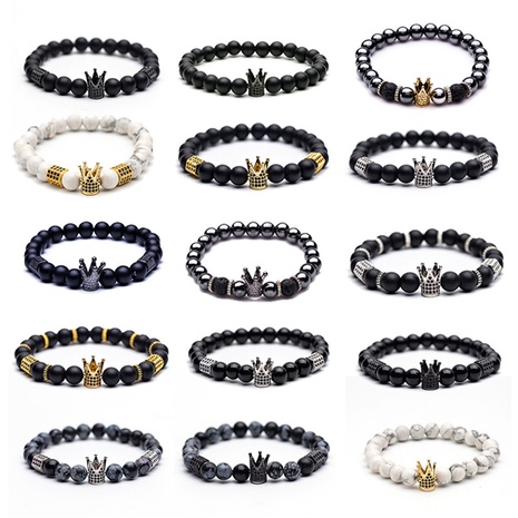 Fashion Frosted Natural Stone Crown Bracelets Wholesale's discount tags