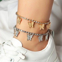 Bracelet de cheville papillon en diamant de mode en gros
