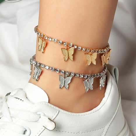 Fashion diamond butterfly anklet wholesale NHNZ331579's discount tags