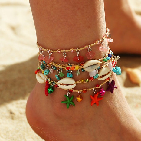 starfish shell woven gravel anklet NHNZ331580's discount tags
