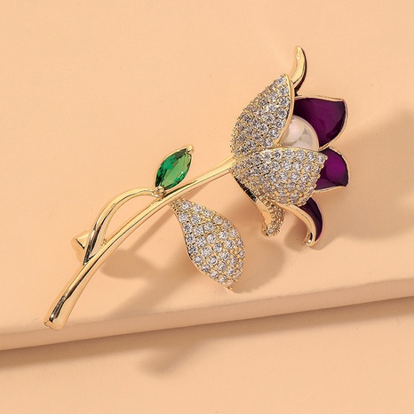 fashion diamond rose flower pearl brooch NHNJ331751's discount tags