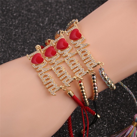 Fashion Zircon Letter MOM Adjustable Copper Bracelet's discount tags