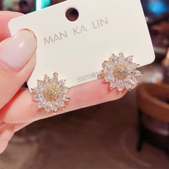 Korean sun flower rhinestone alloy earrings wholesale