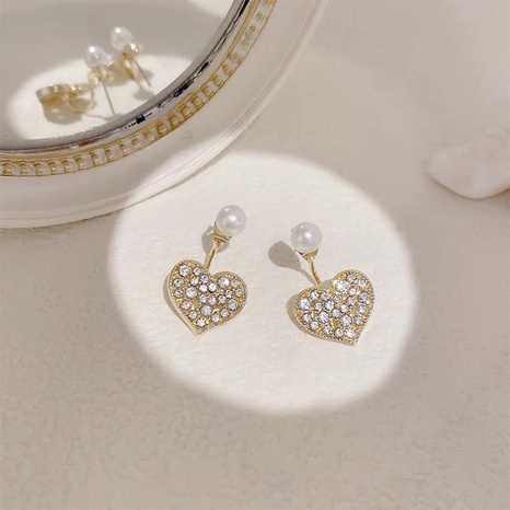 Korea herzförmige Perle Strass Ohrringe's discount tags