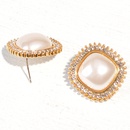 Korea Square Pearl Diamond Earrings Wholesalepicture7