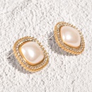 Korea Square Pearl Diamond Earrings Wholesalepicture8