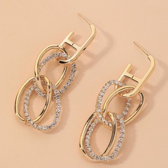 fashion multi-layer geometric inlaid rhinestone earrings