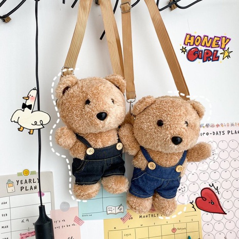 Cute plush bear doll shoulder bag wholesale's discount tags