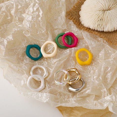 Korea polygon color acrylic ring's discount tags
