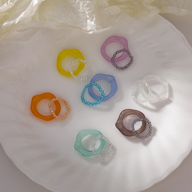 Mode Acryl Kristall Perlen Ring