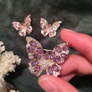 Broche diamant papillon couleur rose violetpicture9