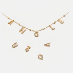 Fashion large letter zircon copper necklace