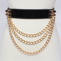 Punk rivet golden chain wide belt