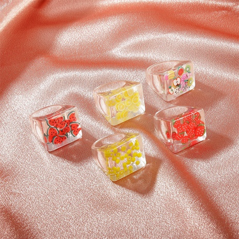 fashion transparen fruitt square acrylic ring's discount tags