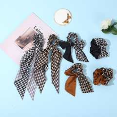 retro stitching color houndstooth ribbon fabric hair scrunchies