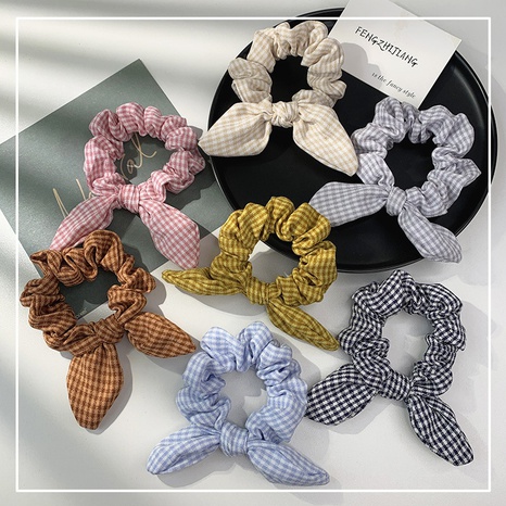 wholesale simple plaid bow fabric hair scrunchies's discount tags