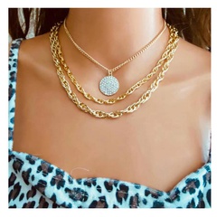Fashion Round Coin Multilayer Alloy Necklace Wholesale