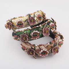 Baroque sponge flower cloth diamond-studded headband wholesale