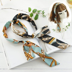 new fashion floral satin ribbon silk scarf tie headband