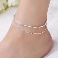 new bohemian style full diamond simple double layer anklet