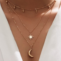 New Fashion vergoldete Moon Star mehrschichtige Halskette