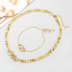 Fashion Mama letter copper inlaid zircon necklace bracelet set wholesale