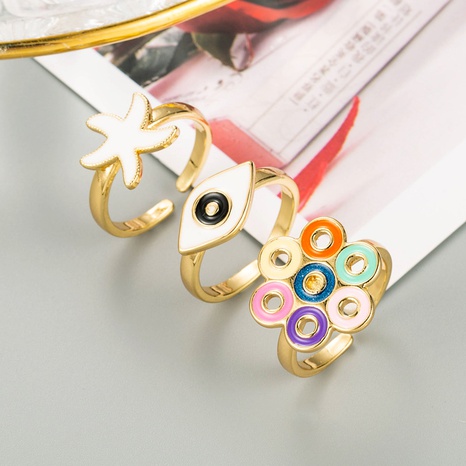 retro colorful dripping oil electroplating ring's discount tags