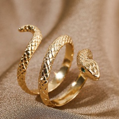 fashion copper inlaid zirconium zodiac snake open ring
