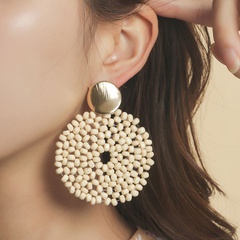 Bohemian handmade wooden bead round earrings