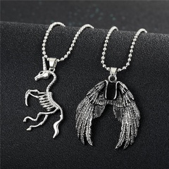 Fashion unicorn bone fossil demon wings alloy necklace wholesale