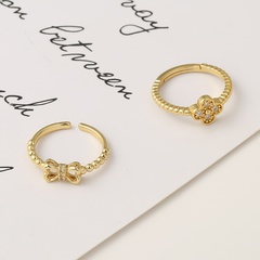 Fashion flower bow knot copper inlaid zircon rings wholesale