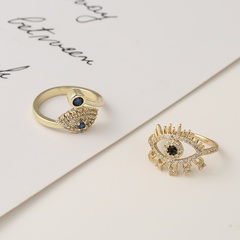 Fashion devil's eye copper inlaid zircon rings wholesale