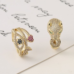 Fashion lucky eye leopard copper inlaid zircon rings wholesale