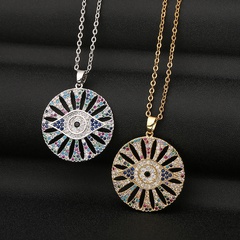 Fashion creative devil's eye copper inlaid zircon necklace wholesale
