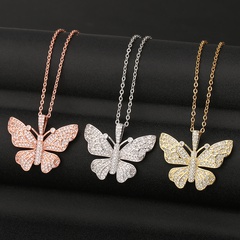 Fashion butterfly copper inlaid zircon necklace wholesale