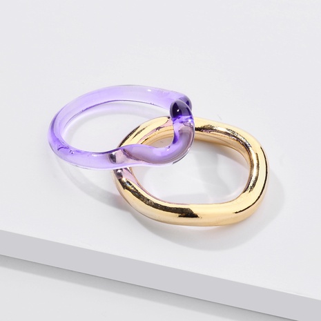 Fashion Transparent Resin Acrylic Metal Ring Set NHLU348422's discount tags