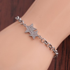 Stainless steel micro-inlaid zircon stars adjustable bracelet