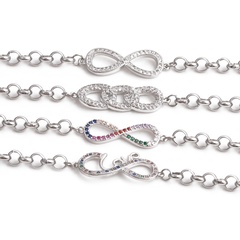 Simple Adjustable Stainless Steel Copper Zircon Infinity Pattern Bracelet
