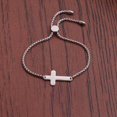 Fashion Stainless Steel Cross Logo Adjustable Bracelet
