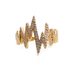 Fashion ECG wave curve copper inlaid zircon rings wholesale