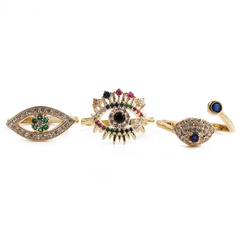 Fashion devil's eye copper inlaid zircon rings wholesale