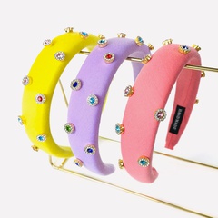 Candy Color Thick Sponge Wide-Edged Color Diamond Headband NHUX348693