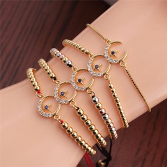Fashion copper micro-inlaid zircon moon cross bracelet